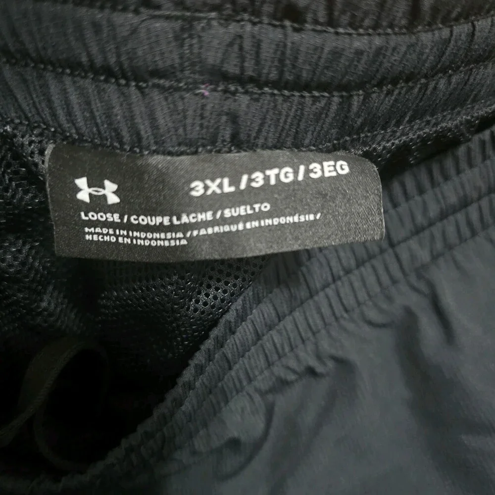 Under Armour Mens 3XL Black Loose Fit Mesh Lined Woven Track Pants Zipper Ankle